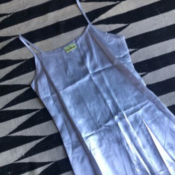 1990’s Vintage Satin Icy Blue Dress - Picture 5 of 8